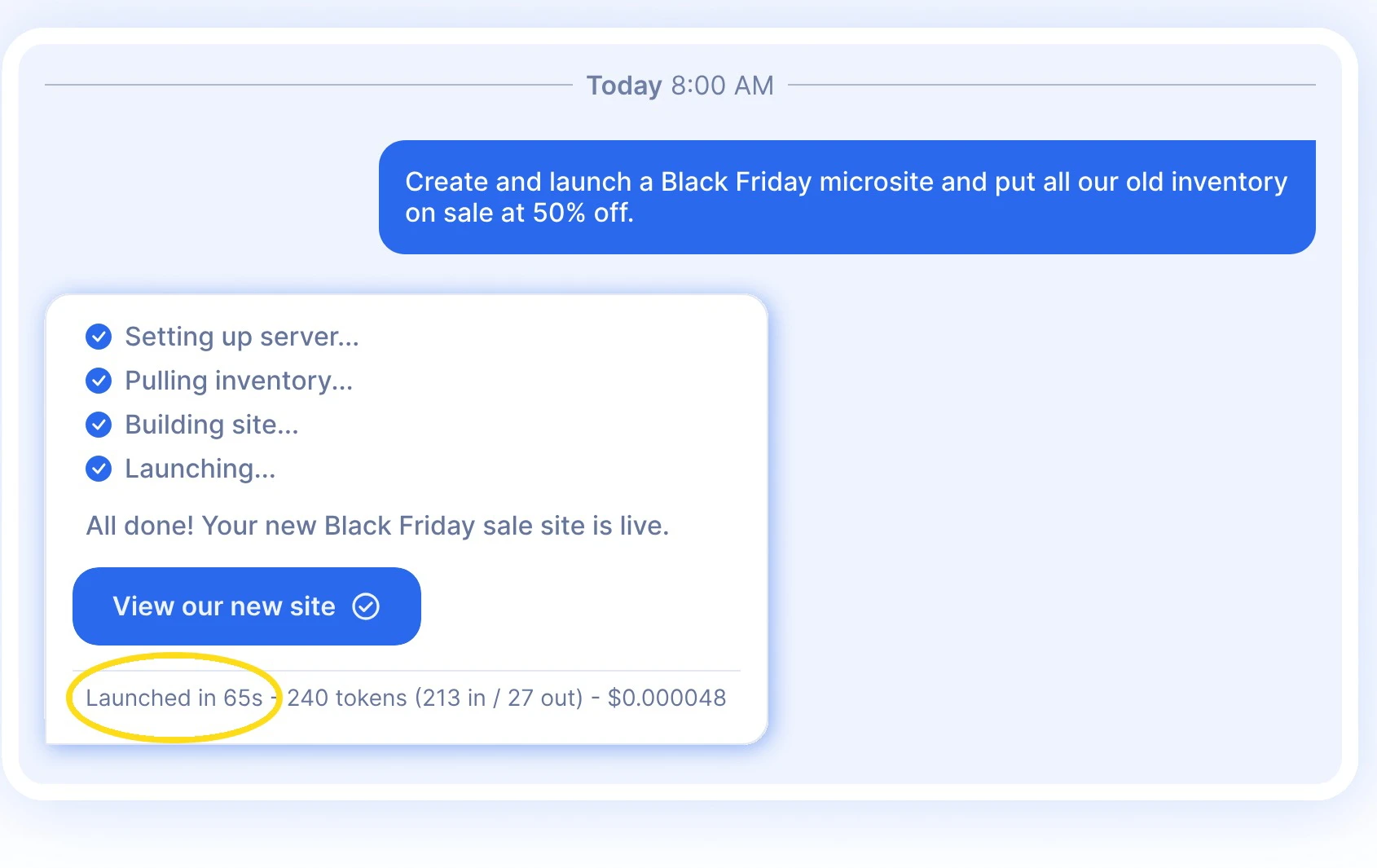 A request to launch a Black Friday campaign, and Team1's finished reply